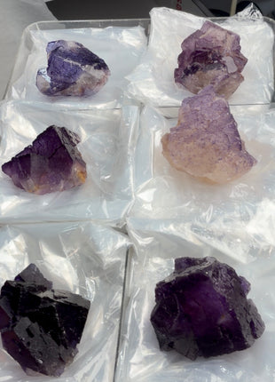 6 Pieces ! Deep Purple Fluorite Lot