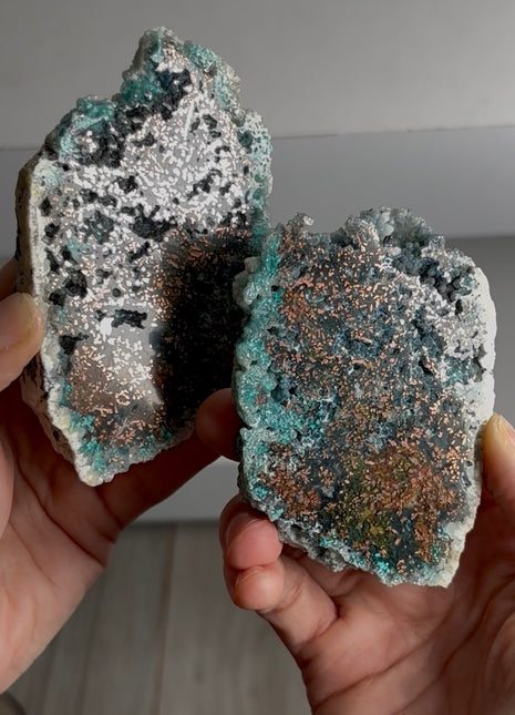 Stunning  ! Blue Chrysocolla with Native Copper Pair