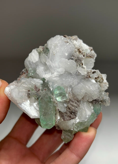 Green Apophyllite with Stilbite, Chalcedony