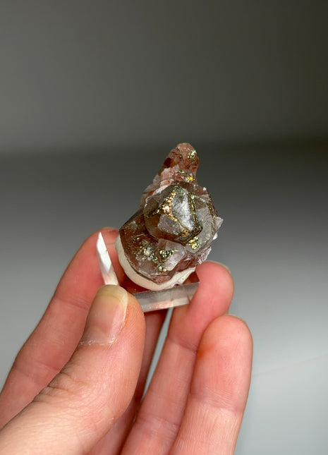 Red Calcite with Chalcopyrite