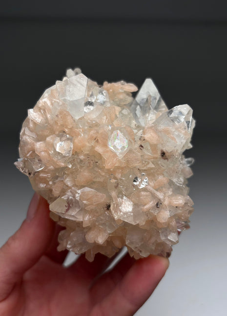 Top ! Gemmy Apophyllite with Pink Stilbite Flower