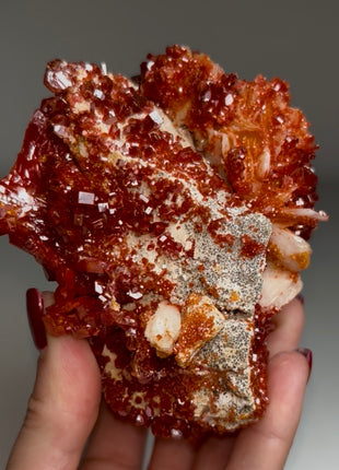Wow ! Red Vanadinite with Barite