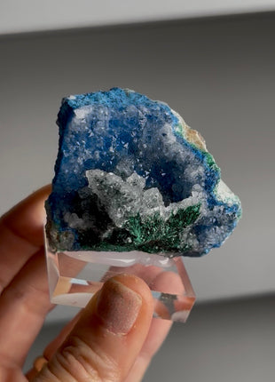 Blue Shattuckite with Quartz and Malachite from Namibia