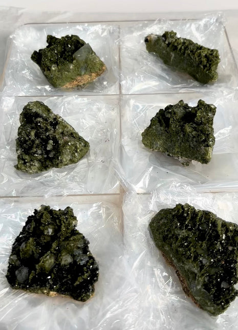 6 Pieces ! Very High Grade Forest Epidote with Quartz Lot