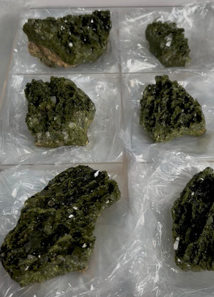 6 Pieces ! Very High Grade Forest Epidote with Quartz Lot