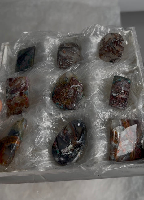 9 Pieces ! Copper Ore with Blue Chrysocolla in Chalcedony Lot