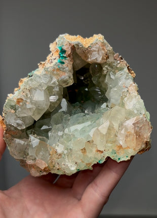 Green Dioptase Quartz Geode