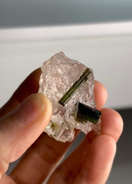 Green Tourmaline with Quartz from Cruzerio, Brazil