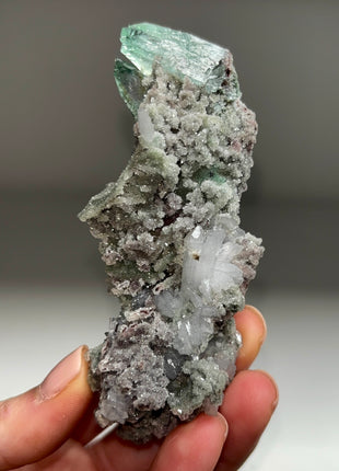 Green Apophyllite with Stilbite, Chalcedony