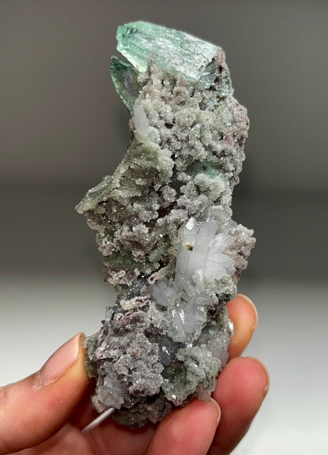 Green Apophyllite with Stilbite, Chalcedony