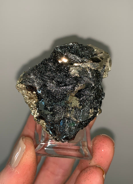 Pentadodecahedral Pyrite with Sparkly Hematite - Elba Island, Italy