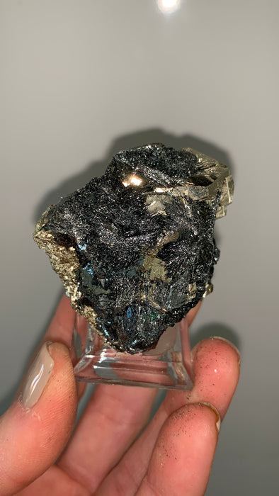 Pentadodecahedral Pyrite with Sparkly Hematite - Elba Island, Italy