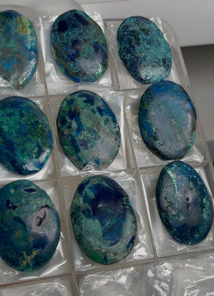 Blue Azurite Palmstone Lot ! 9 Pieces