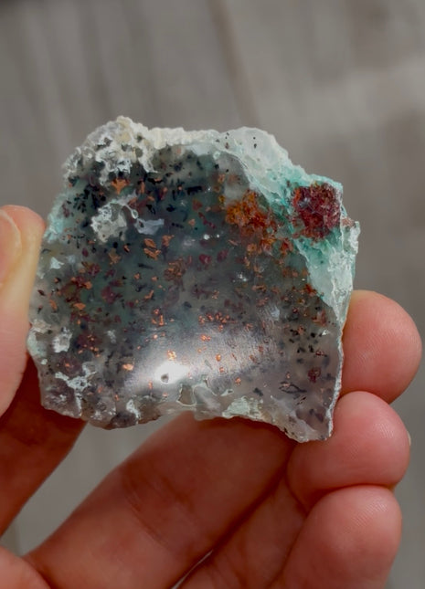 Blue Chrysocolla with Native Copper and Chalcedony PM0568