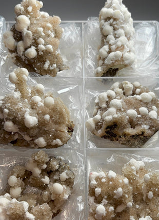 New find !  Okenite with Stilbite, 6 Piece Lot