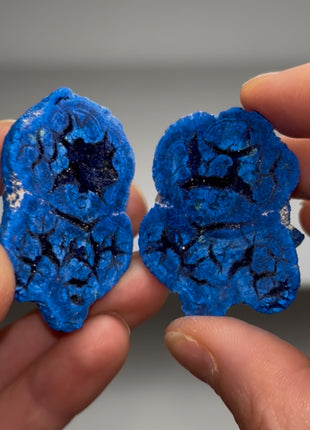 Blue Azurite Geode Pair