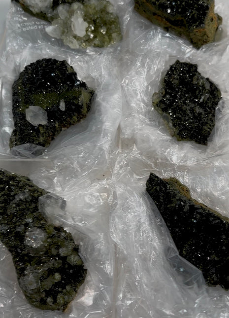 6 Pieces ! High Grade Forest Epidote with Quartz Lot