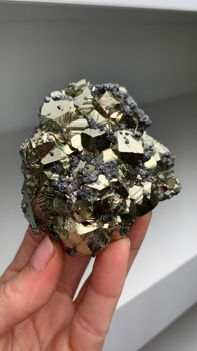 Lustrous Pyrite with Sphalerite ! From Huanzala, Peru