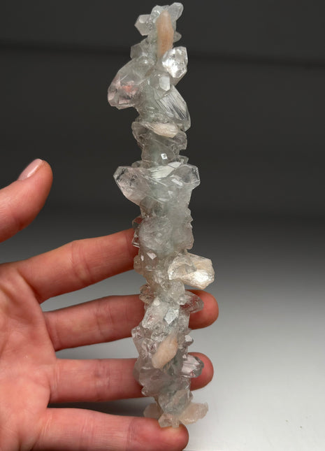 Wow ! Apophyllite with Pink Stilbite Stalactite