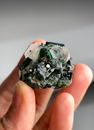 Green Tourmaline with Quartz from Cruzerio, Brazil