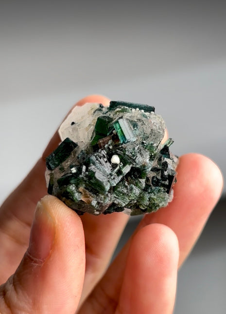 Green Tourmaline with Quartz from Cruzerio, Brazil