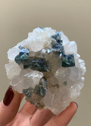 Blue Green Color Change Fluorite with Quartz - From Diana Maria mine, England