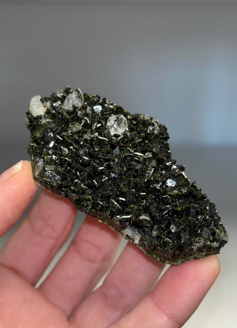 Extra Dark Forest Epidote with Diamond Quartz