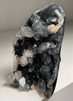 Druzy Black Chalcedony Geode with Apophyllite and Stilbite