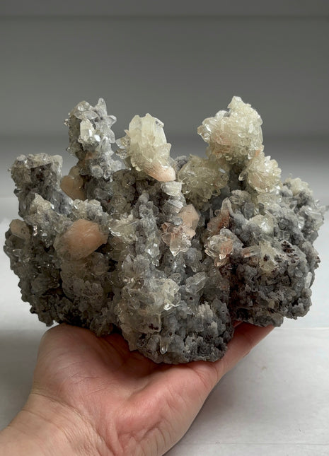 Stunning ! Blue Chalcedony Stalactites with Pink Stilbite
