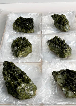 6 Pieces ! Very High Grade Forest Epidote with Quartz Lot
