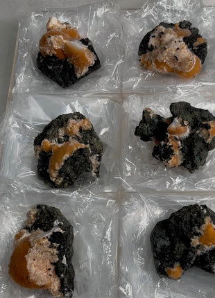 6 Pieces ! Bright Orange Thomsonite with Mesolite Lot