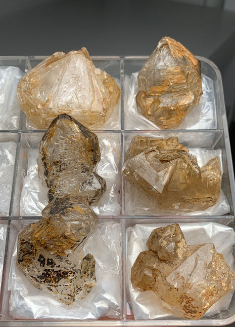 Window Quartz Crystals with Clay Inclusions Lot - 6 Pieces !