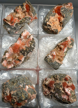 6 Pieces ! Orange Thomsonite Specimens Lot