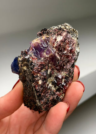Blue and Purple Sapphire with Red Garnet and Biotite - From Madagascar # PM089