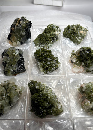 9 Pieces ! High Grade Green Epidote with Quartz Lot