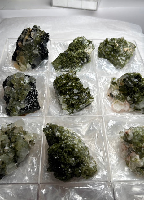 9 Pieces ! High Grade Green Epidote with Quartz Lot