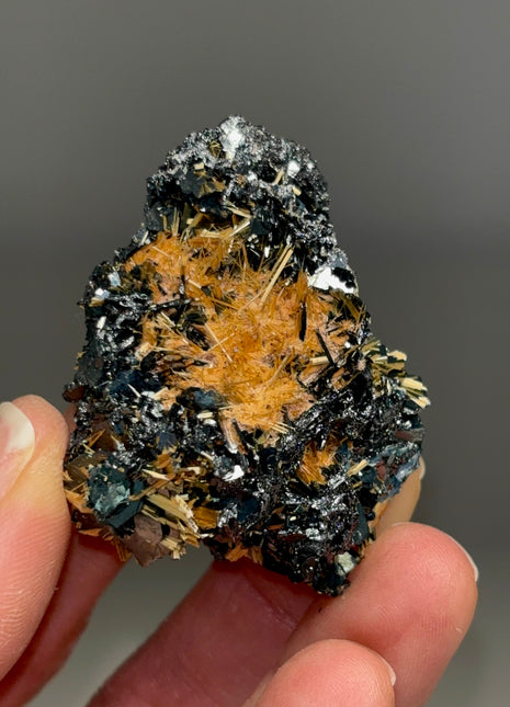 Golden Rutile with Metallic Hematite