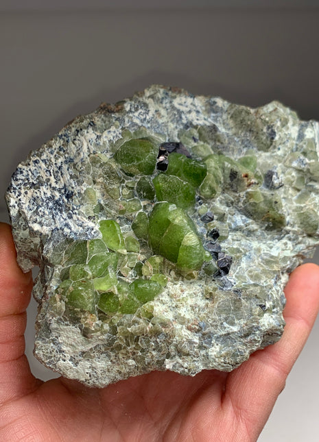 Wow ! Green Peridot with Galena on Matrix Specimen