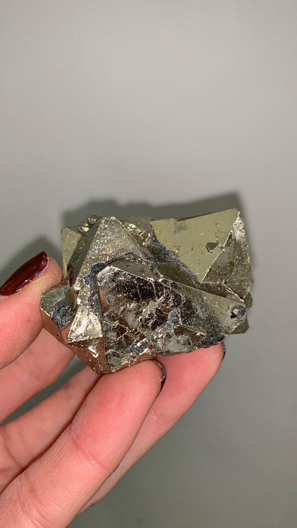 Octahedral Pyrite Specimen - 127 Grams ! From Huanzala, Peru
