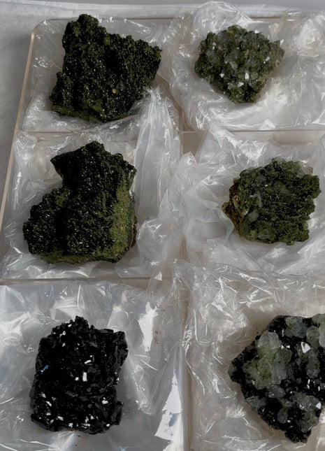 6 Pieces ! High Grade Forest Epidote with Quartz Lot