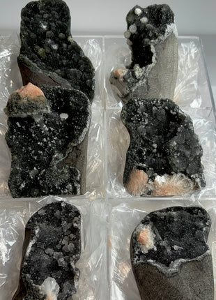 6 Piece Lot ! Druzy Black Chalcedony Geodes