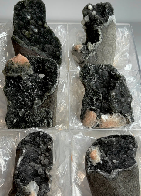 6 Piece Lot ! Druzy Black Chalcedony Geodes