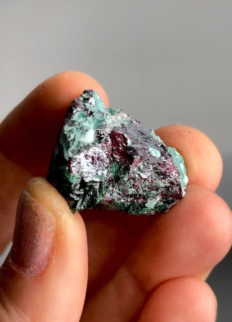 Red Cuprite with Fibrous Green Malachite