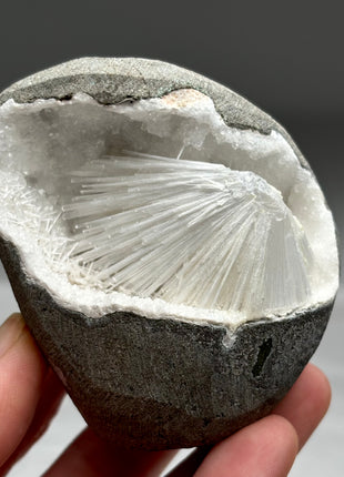 Scolecite Flower Geode with Druzy Quartz