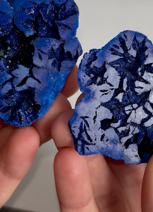 Blue Azurite Geode Pair
