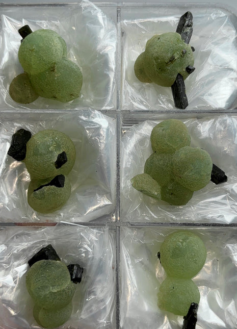 6 Pieces ! High Grade Apple Green Prehnite with Epidote Lot - From Mali