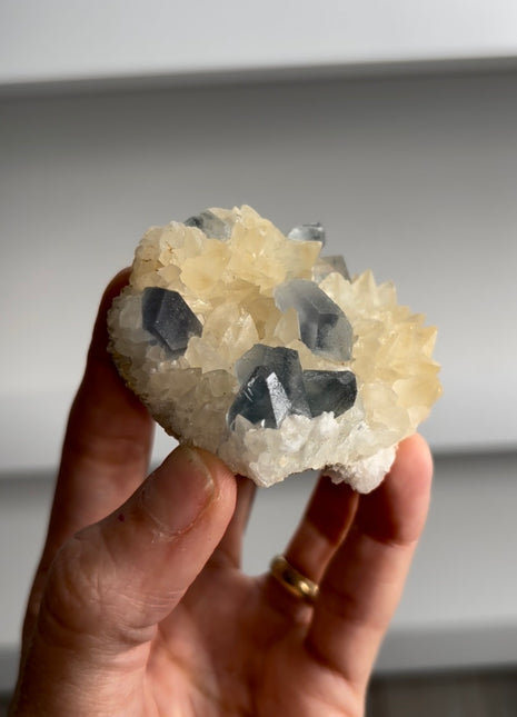 Steel Blue Celestine with Calcite Collection # 769