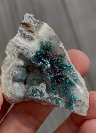 Blue Chrysocolla with Native Copper and Chalcedony PM0575