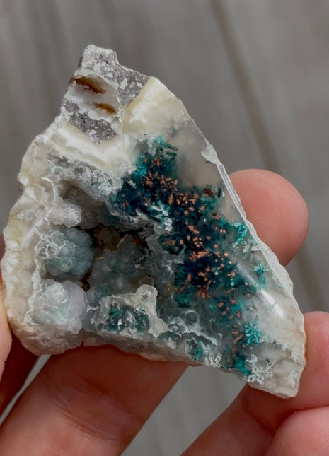 Blue Chrysocolla with Native Copper and Chalcedony PM0575