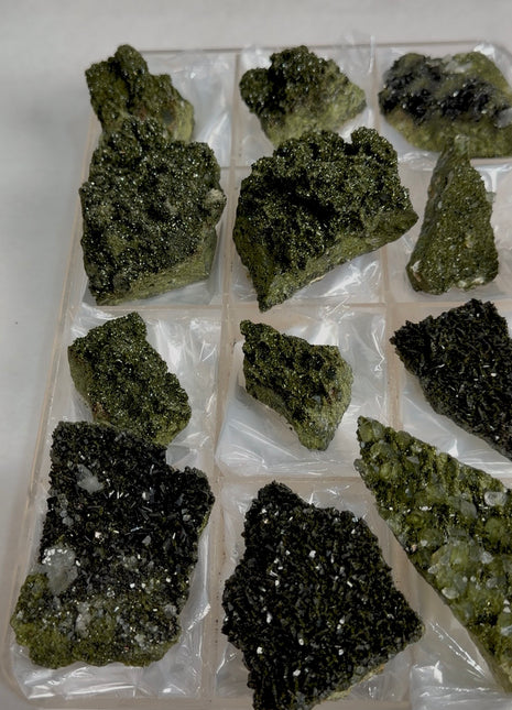 12 Pieces ! High Grade Forest Epidote with Quartz Lot